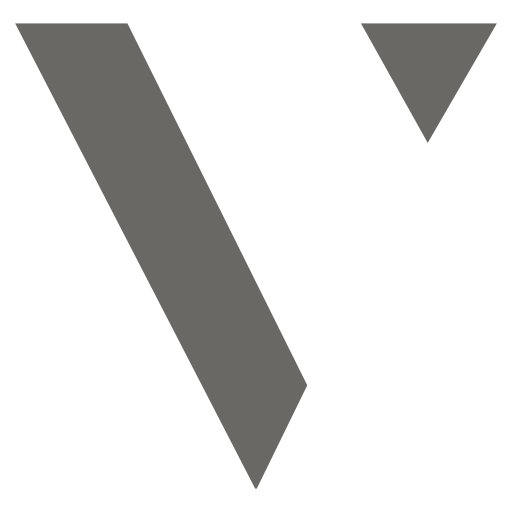 Logo von Visel Friseure - ein Stilisiertes schwarzes V mit einem kleinen umgedrehten schwarzen Dreieck rechts oben – minimalistisches Logo auf weißem Hintergrund.